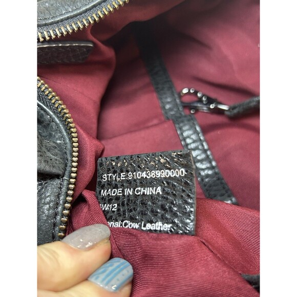 Ecco Black Pebbled Leather Hobo Shoulder Bag Vintage Y2K Genuine Cow Leather - Picture 9 of 10